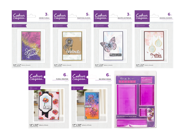 Crafter's Companion Clear Acrylic Stamp Collection with Rock-a-Blocks