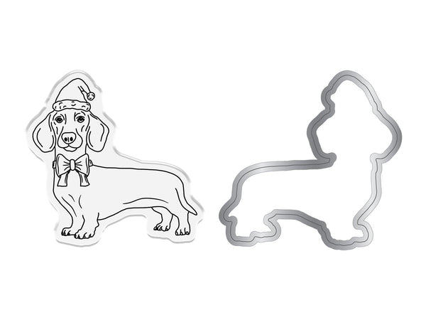 Crafter's Companion Santa Paws Stamp and Die - Dachshund