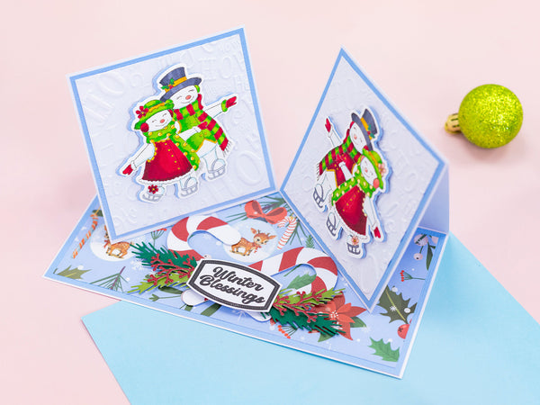 Crafter's Companion Retro Christmas Collection Stamp & Die Set - Snowpeople