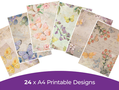 Vintage Butterflies Collection - Digital Paper Pad