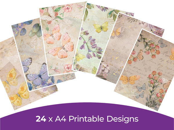 Vintage Butterflies Collection - Digital Paper Pad