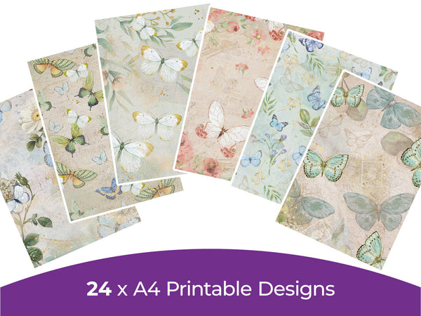 Vintage Butterflies Collection - Digital Paper Pad