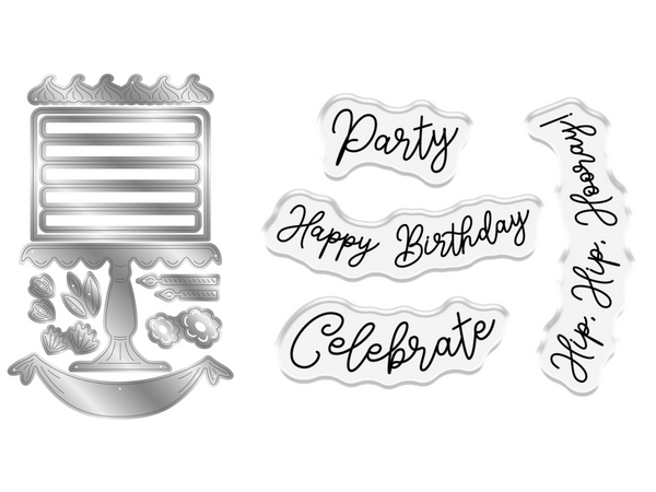 Crafter's Companion Birthday Celebrations Photopolymer Stamp & Die - Celebration Cake
