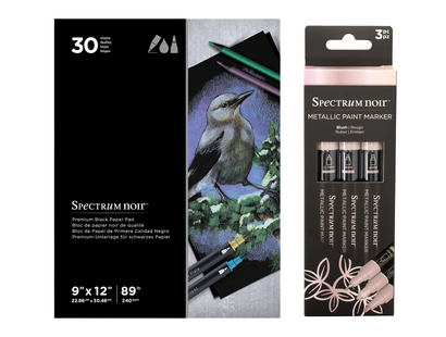 Spectrum Noir Premium Black Paper Pad with Metallic Pens