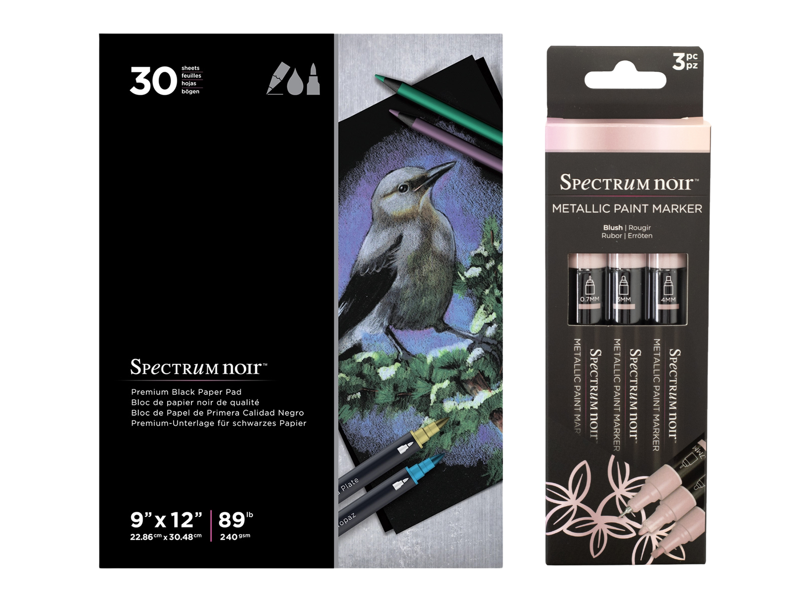 Spectrum Noir Premium Black Paper Pad with Metallic Pens