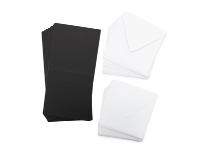 Crafter's Companion 5" x 5" Black Card & White Envelopes - 100 Pack