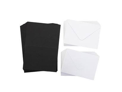 Crafter's Companion 5" x 7" Black Card & White Envelopes - 100 Pack