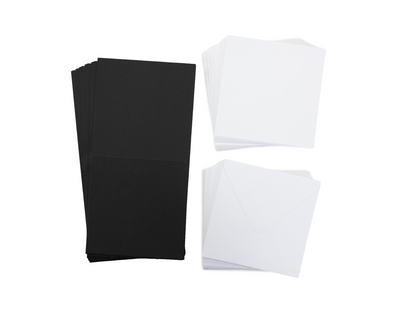 Crafter's Companion 6" x 6" Black Card & White Envelopes - 100 Pc