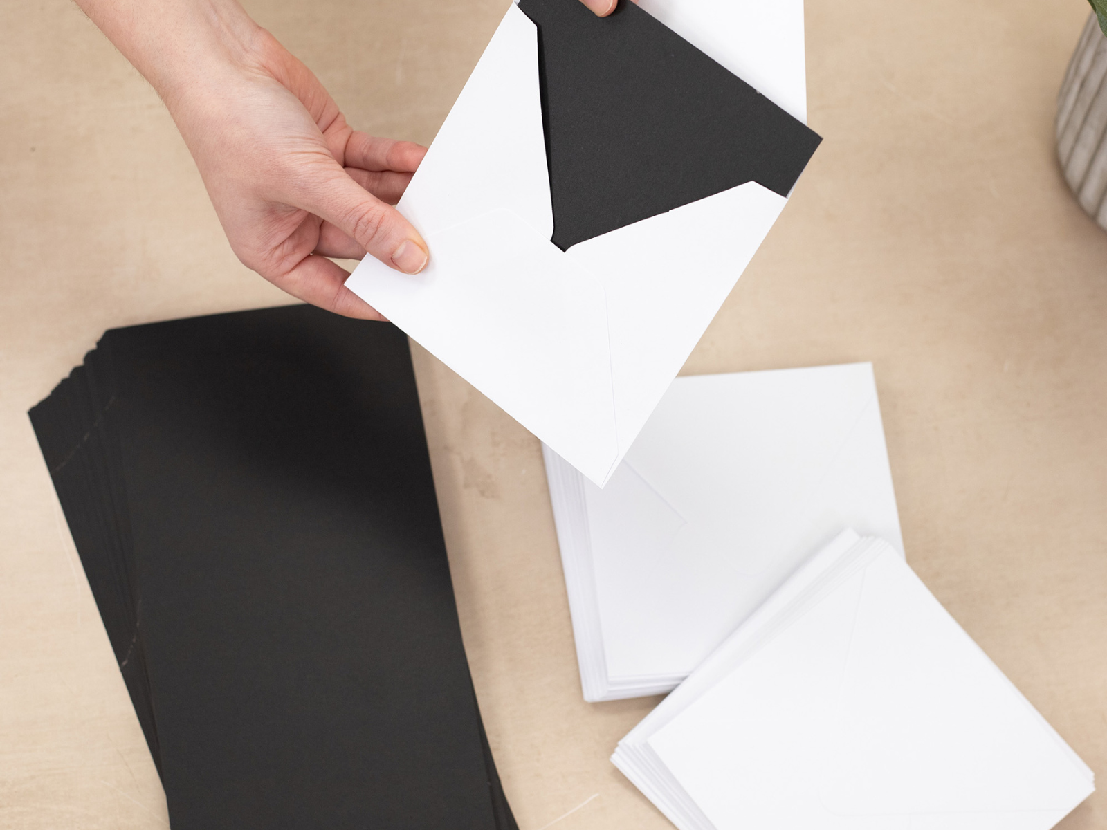 Crafter's Companion 6" x 6" Black Card & White Envelopes - 100 Pc
