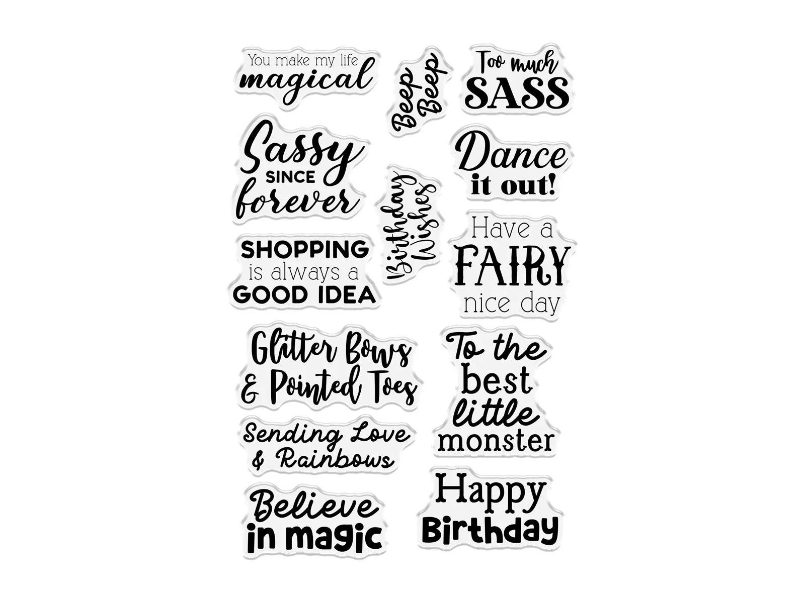 Crafters Companion Clear Acrylic Stamp Set - Too Much Sass Sentiments