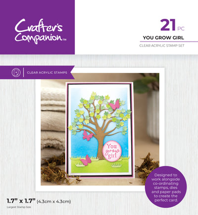 Crafter's Companion Garden Collection Clear Acrylic Stamps - You Grow Girl
