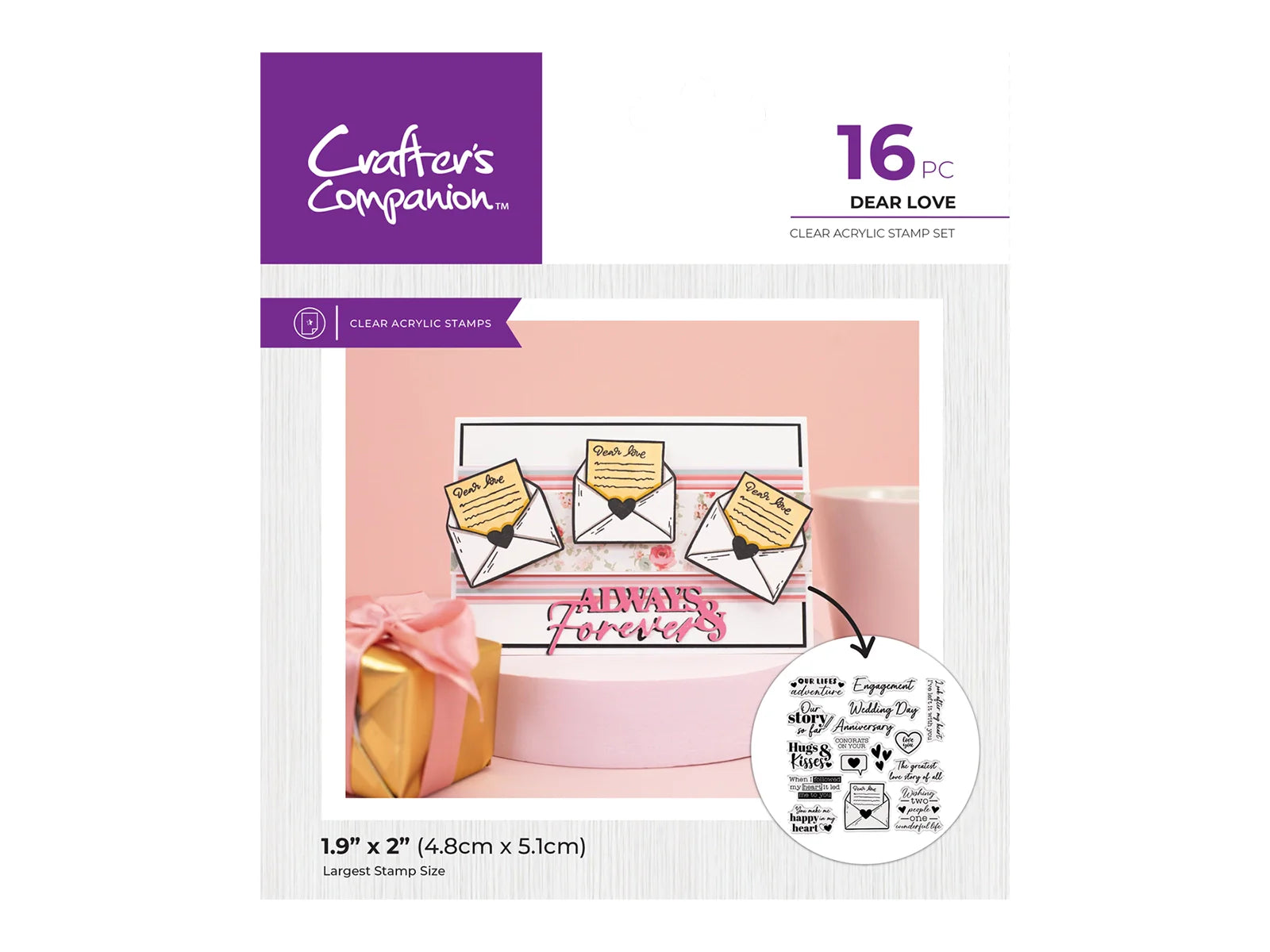 Crafter’s Companion Love is in the Air Clear Acrylic Stamps - Dear Love