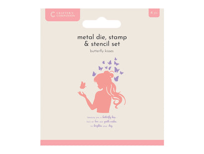 Crafters Companion Metal Die, Stamp & Stencil Set - Butterfly Kisses