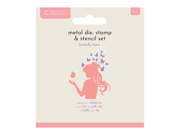Crafters Companion Metal Die, Stamp & Stencil Set - Butterfly Kisses