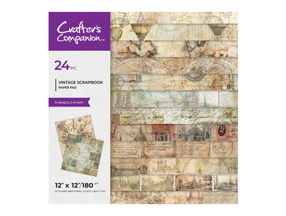Crafters Companion 12” x 12” Paper Pad - Vintage Scrapbook