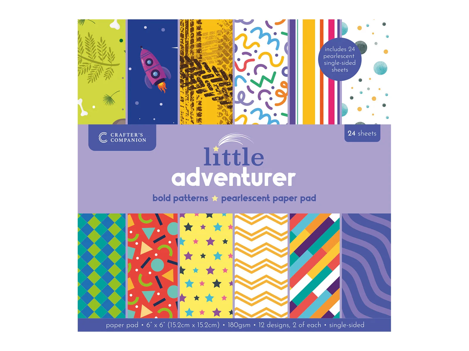 Crafters Companion 6” x 6” Paper Pad - Bold Patterns