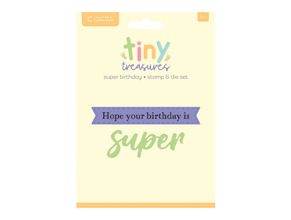 Crafter’s Companion Tiny Treasures Collection Stamp & Die - Super Birthday