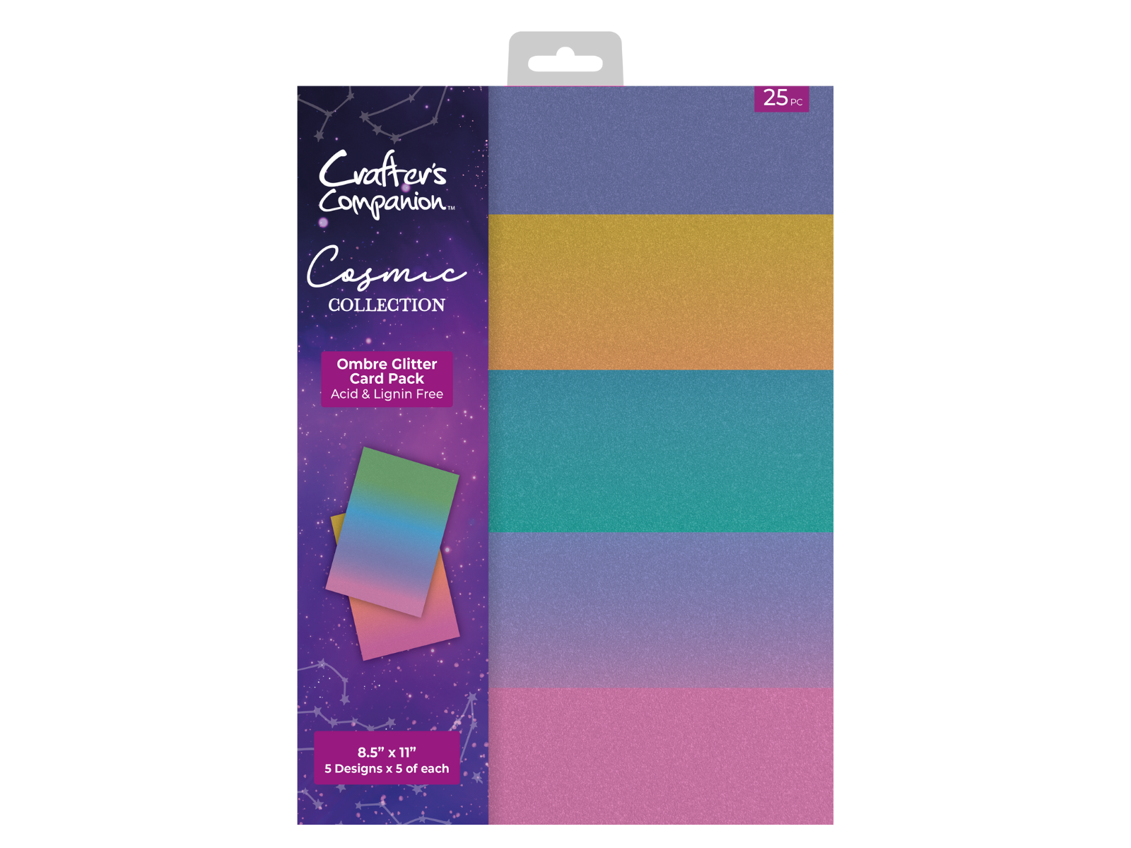 Cosmic - Collection - Ombre Glitter Card Pack - 8.5” x 11”