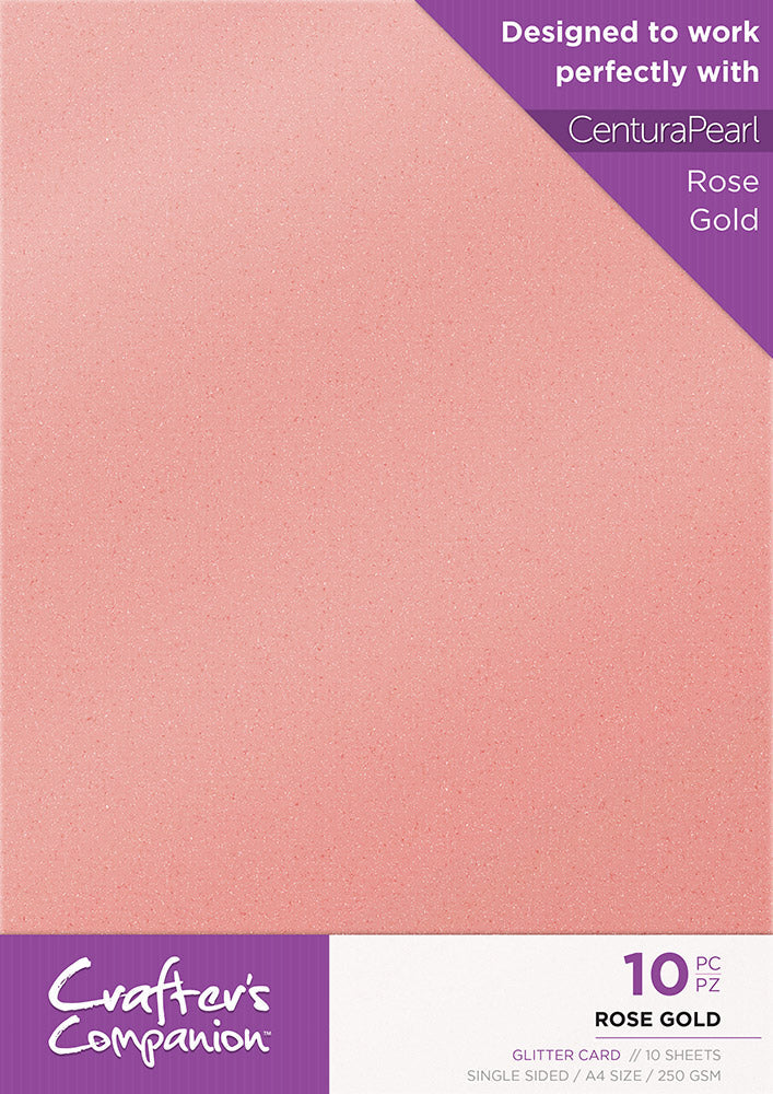 Crafter's Companion Glitter Card 10 Sheet Pack - Rose Gold
