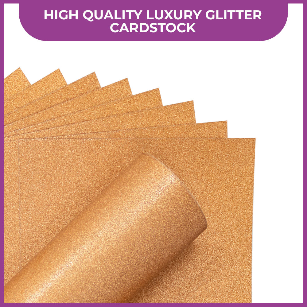 Crafter's Companion Glitter Card 10 Sheet Pack - Rose Gold