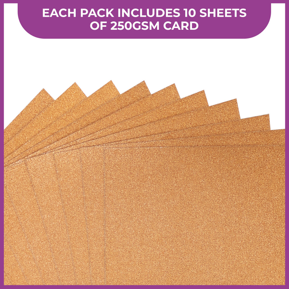 Crafter's Companion Glitter Card 10 Sheet Pack - Rose Gold