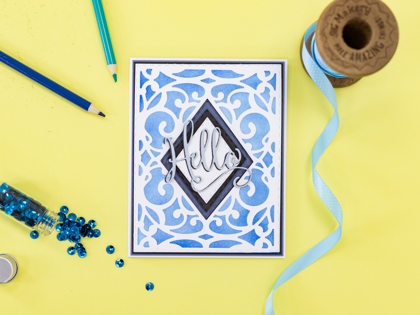 Gemini Simple Create a card Die - Diamonds and Swirls