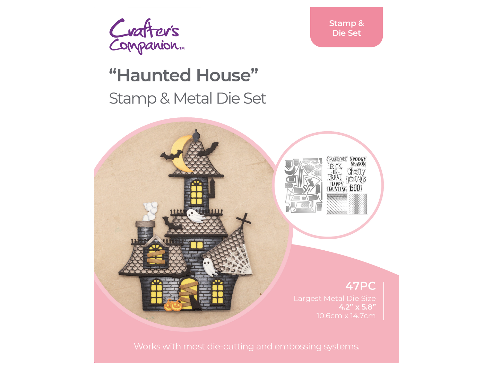 Gemini Shaped Card Base Stamp & Die - Haunted House
