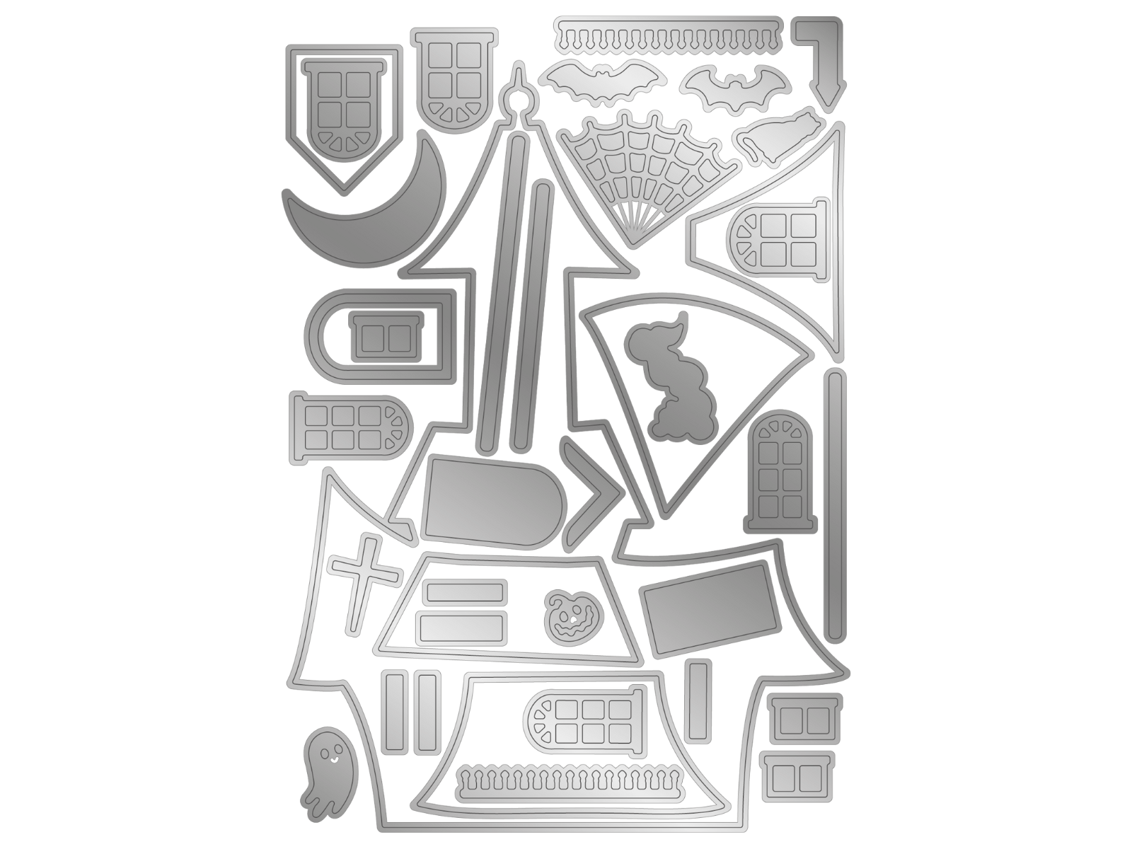Gemini Shaped Card Base Stamp & Die - Haunted House
