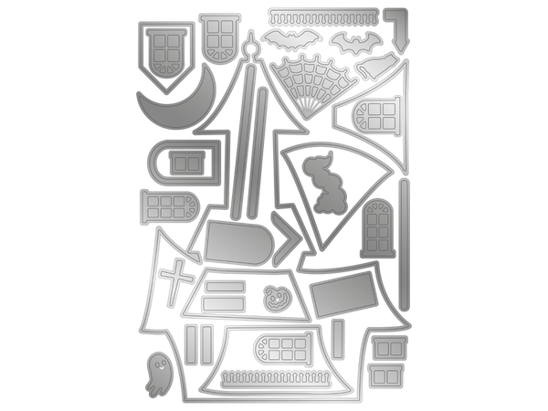 Gemini Shaped Card Base Stamp & Die - Haunted House