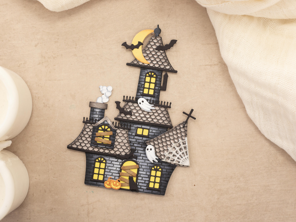 Gemini Shaped Card Base Stamp & Die - Haunted House