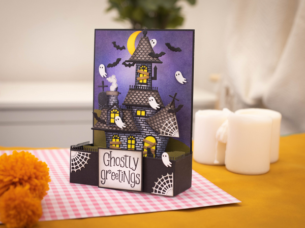 Gemini Shaped Card Base Stamp & Die - Haunted House