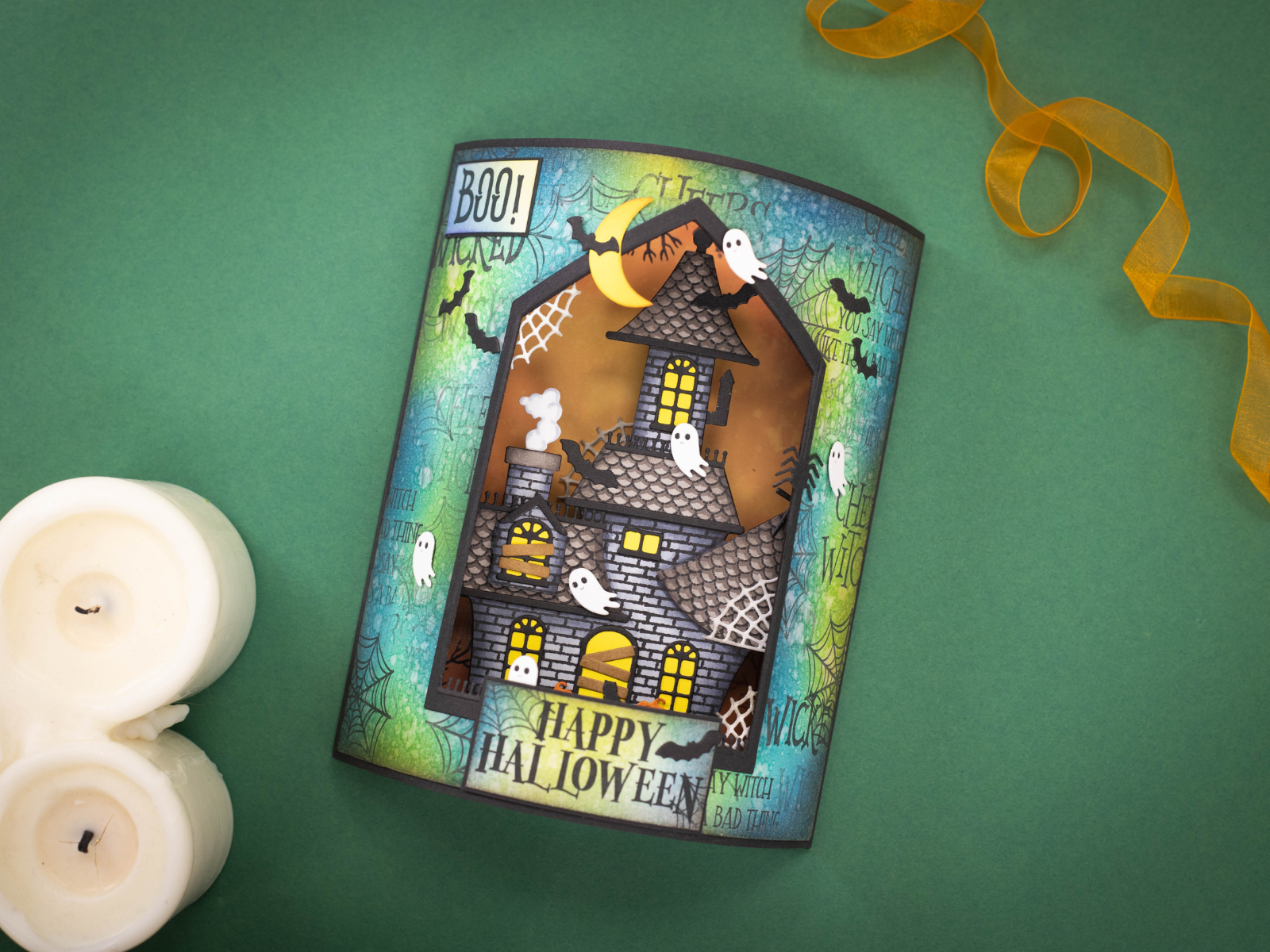Gemini Shaped Card Base Stamp & Die - Haunted House