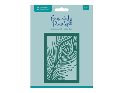 Graceful Plumes Metal Die Create-a-Card - Peacock Quill