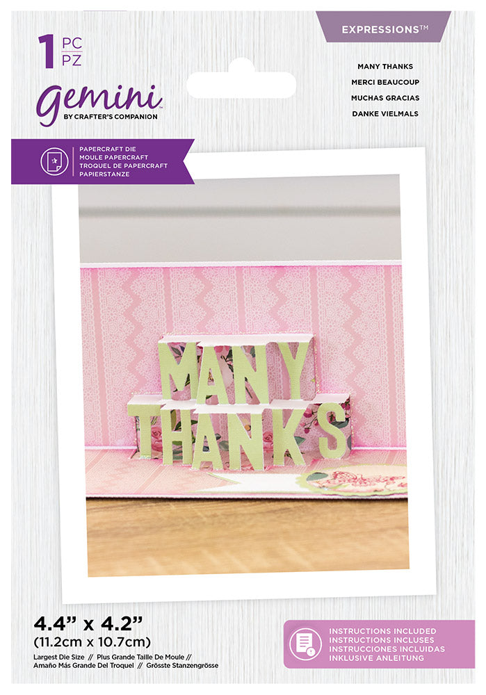 Gemini Die - Expressions - Shaped Pop Out - Many Thanks