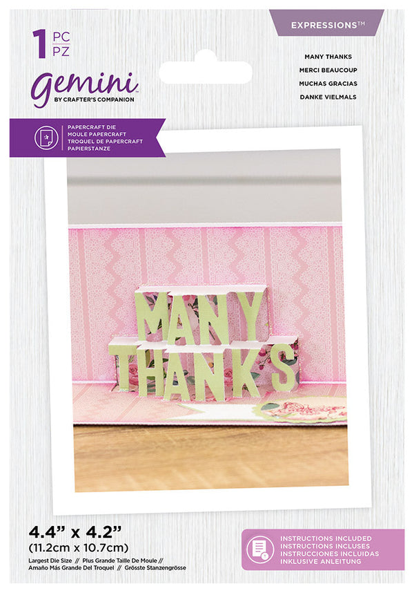 Gemini Die - Expressions - Shaped Pop Out - Many Thanks