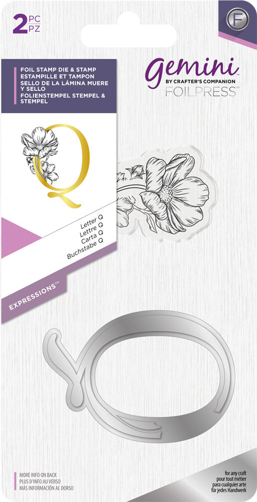 Gemini FOILPRESS Expressions Large Stamp and Die Set - Letter Q