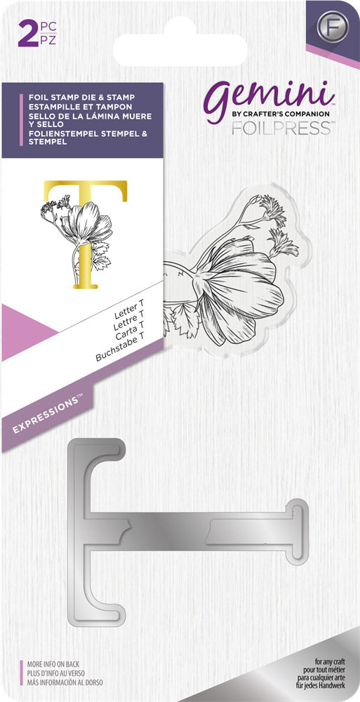 Gemini FOILPRESS Expressions Large Stamp and Die Set - Letter T