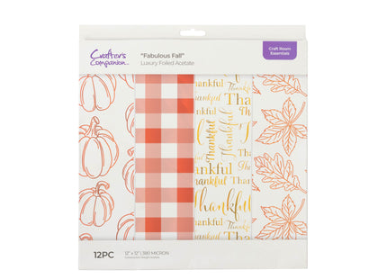 Crafter's Companion - Craft Room Essentials - 12 x 12" Foiled Acetate - Fabulous Fall