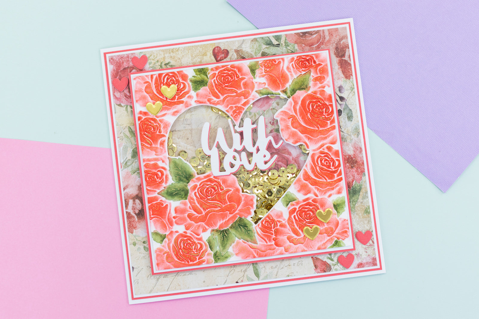 Crafters Companion 5.5" X 5.5" 3D Embossing Folder, Metal Die and Stencil Set - Radiant Rose