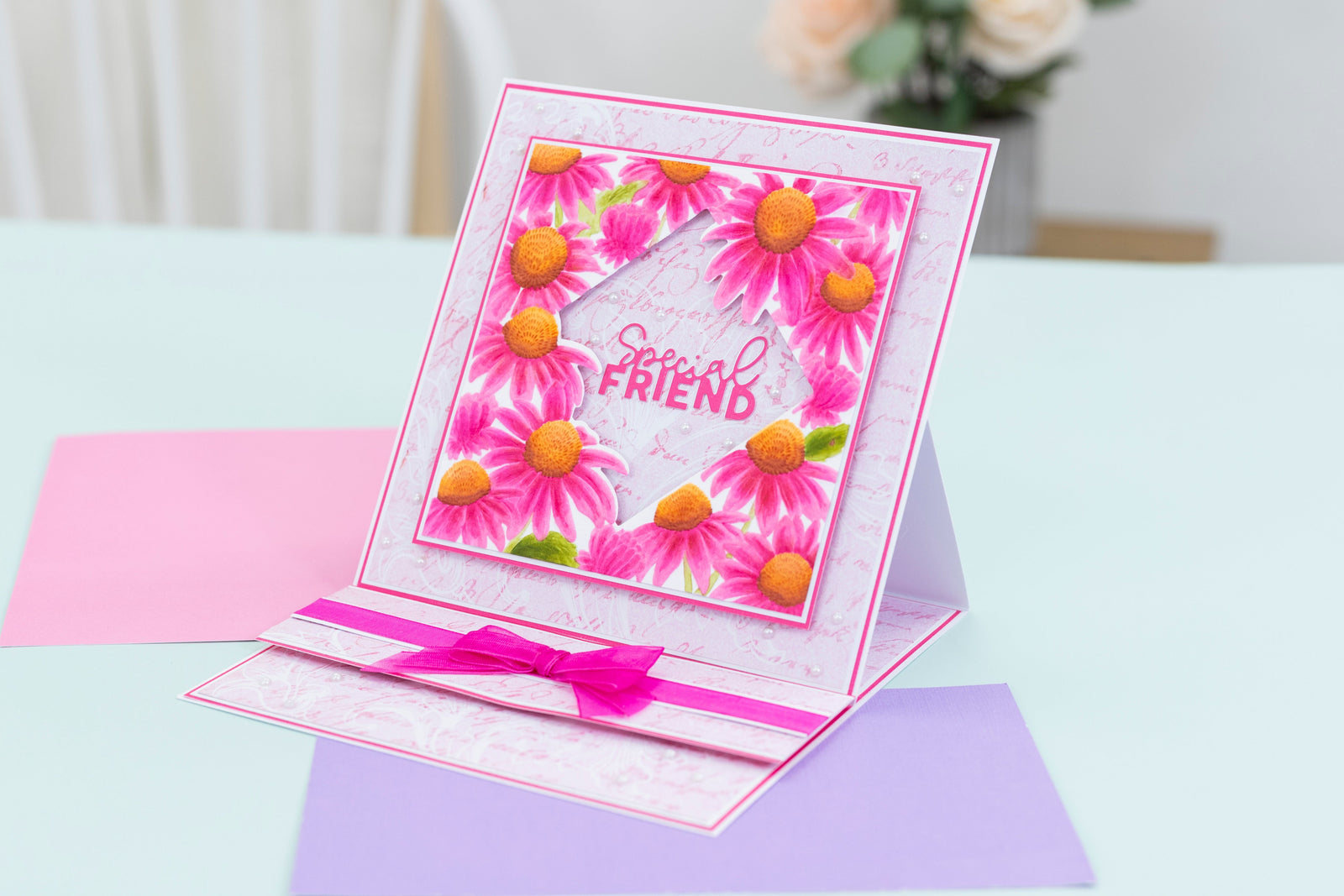 Crafters Companion 5.5" X 5.5" 3D Embossing Folder, Metal Die and Stencil Set - Ethereal Echinacea