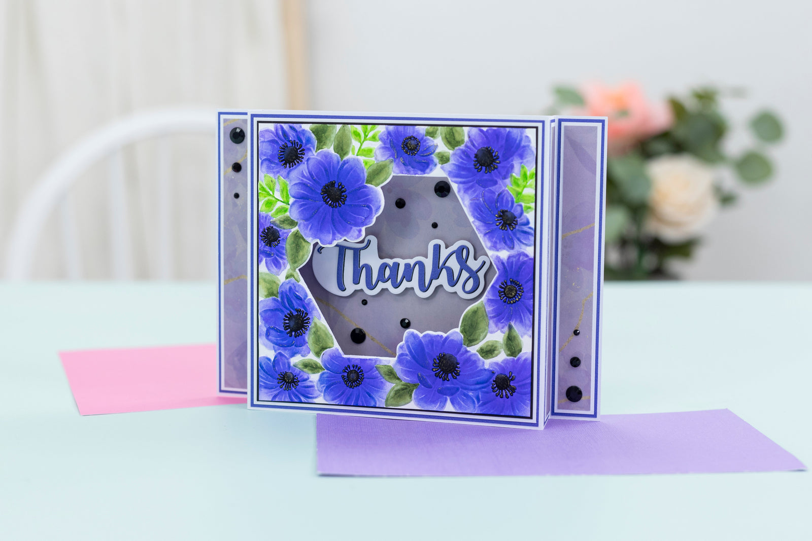 Crafters Companion 5.5" X 5.5" 3D Embossing Folder, Metal Die and Stencil Set - Alluring Anemones
