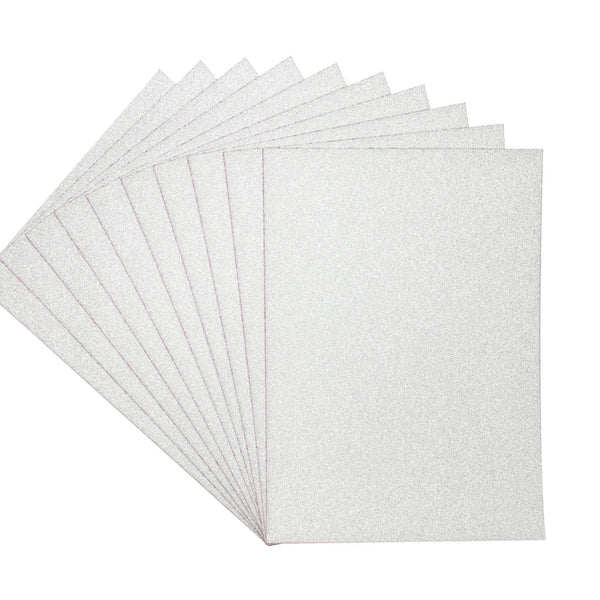 Crafter's Companion Glitter Card 10 Sheet Pack - Pale Silver