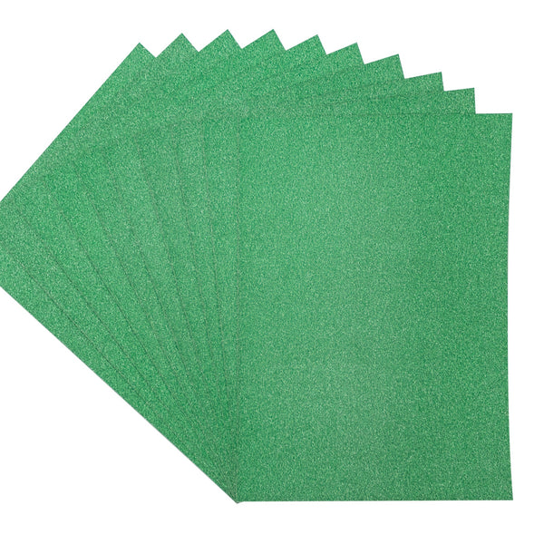 Crafter's Companion Glitter Card 10 Sheet Pack - Xmas Green