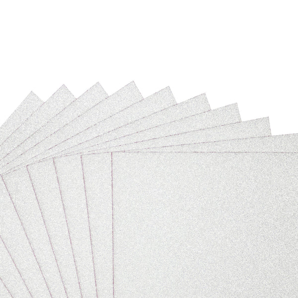 Crafter's Companion Glitter Card 10 Sheet Pack - Pale Silver