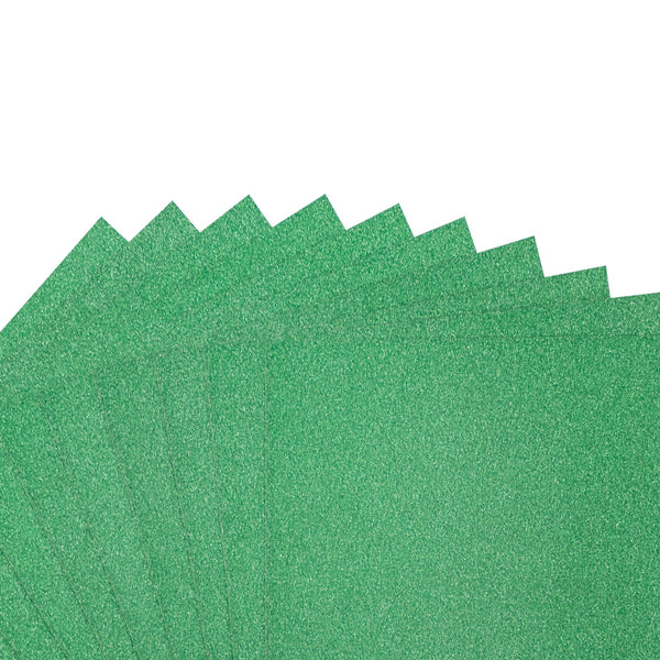 Crafter's Companion Glitter Card 10 Sheet Pack - Xmas Green