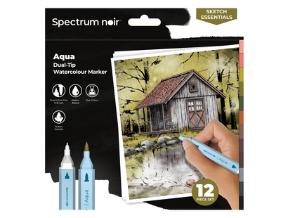 Spectrum Noir-Aqua 12pc-Sketch Essentials