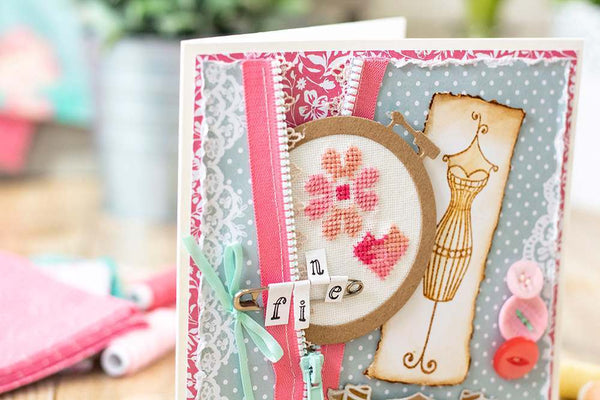 Sara Signature Sew Lovely Clear Acrylic Stamp - Cross Stitch Adornments