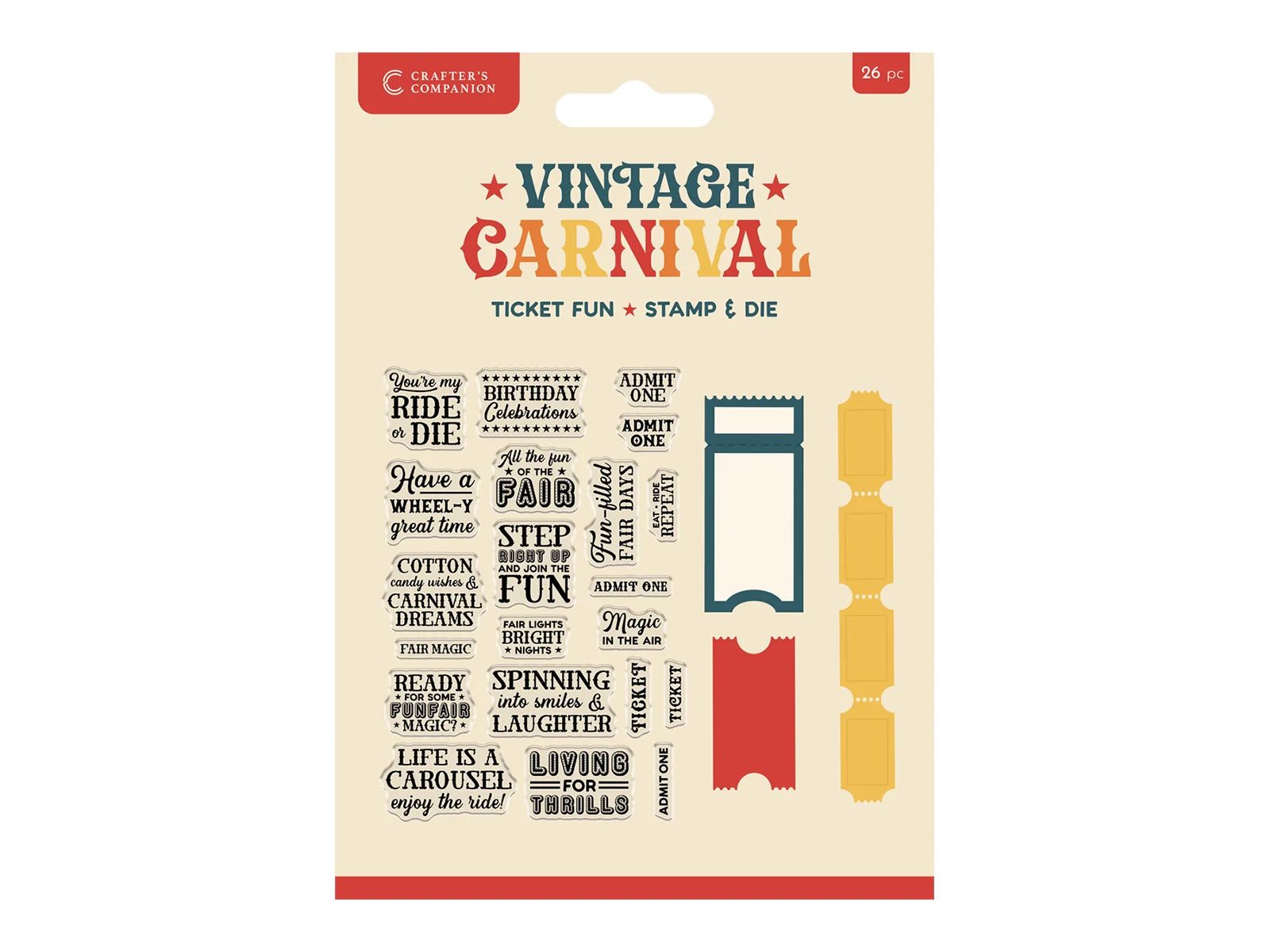 Vintage Carnival Stamp & Die - Ticket Fun