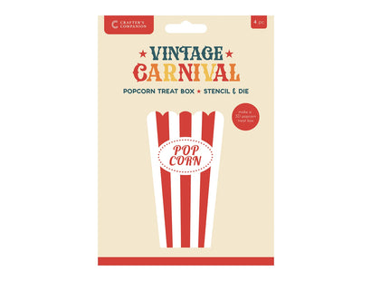 Vintage Carnival Stencil & Die Set - Popcorn Treat Box