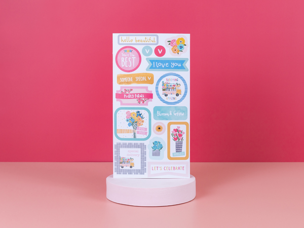Violet Studios Sentiment Stickers - Rainbow Blooms